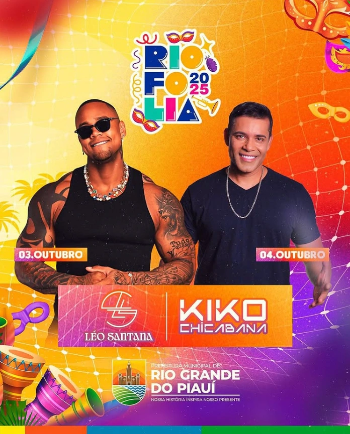 Banner da prefeitura de Rio Grande do Piauí Show de Léo Santana e Kiko