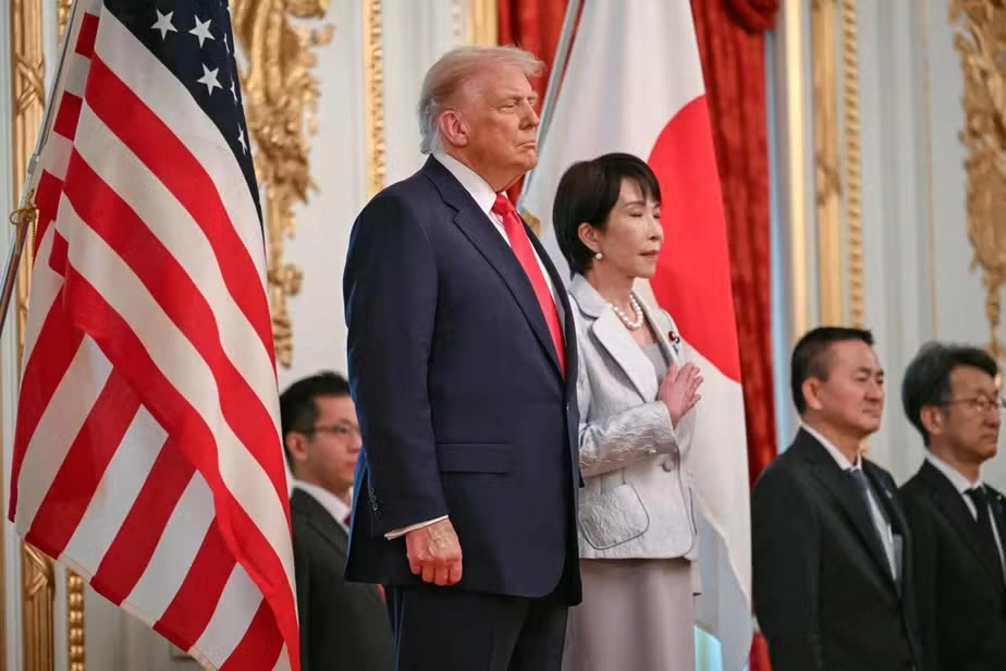 Presidente dos Estados Unidos, Donald Trump,  e a primeira-ministra japonesa, Sanae Takaichi