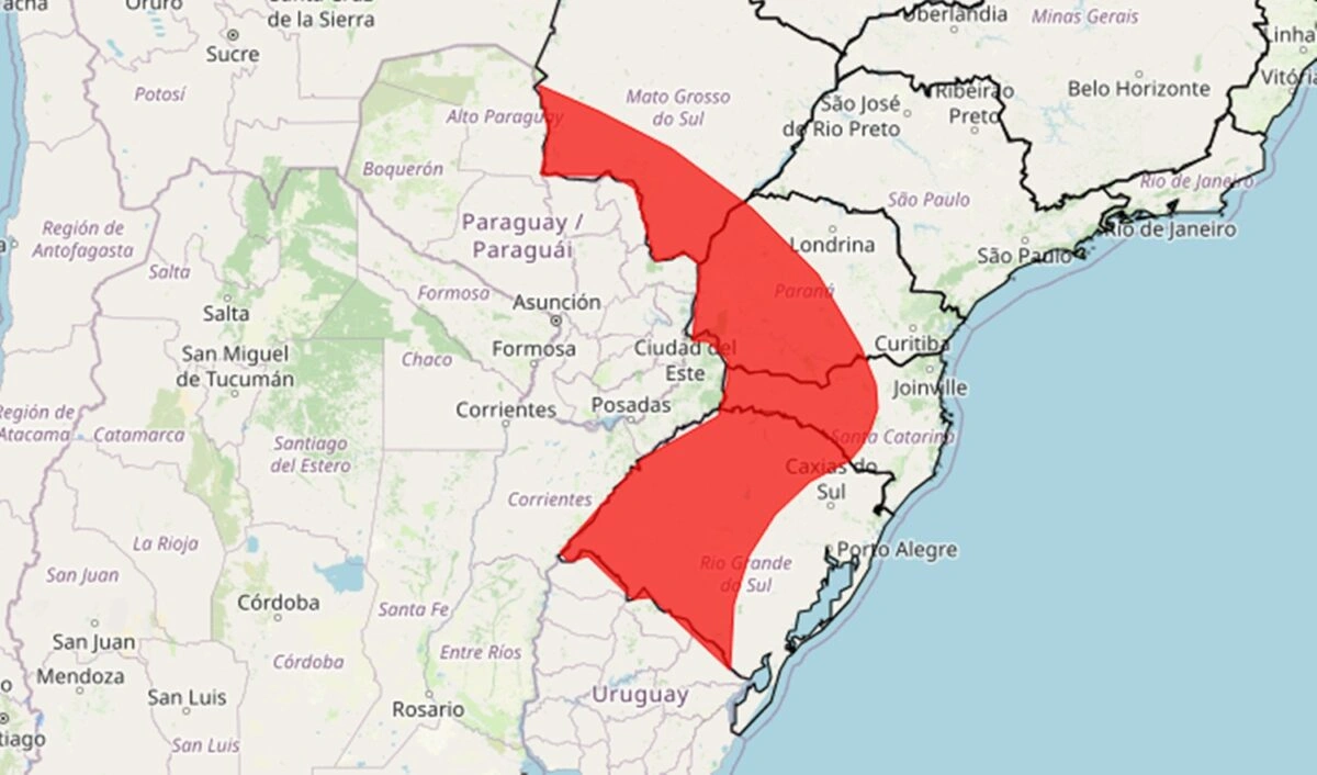 Inmet alerta para tempestades intensas no Sul e Centro-Oeste entre domingo e segunda