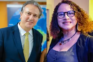 Os ministros da Educação, Camilo Santana, e da da Ciência, Tecnologia e Inovação, Luciana Santos (Foto: Reprodução)