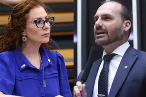 Carla Zambelli (PL-SP) e Eduardo Bolsonaro (PL-SP) (Foto: Câmara dos Deputados)