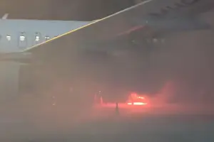 Incêndio em equipamento de solo força evacuação de voo da Latam em Guarulhos; ninguém ficou ferido (Foto: Divulgação)