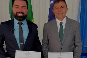 Prefeito eleito de Simões, Ítalo Magno Dantas Lopes de Carvalho (PSD), e do vice-prefeito Josimar Gomes dos Reis (Foto: Redes Sociais)