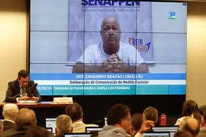 Chiquinho Brazão fala por videochamada em comissão da Câmara, em 2024 (Foto: Pedro Ladeira - 26.mar.24/Folhapress)
