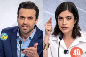 Marçal e Tabata em debate 2024 (Foto: Danilo Verpa/Folhapress)