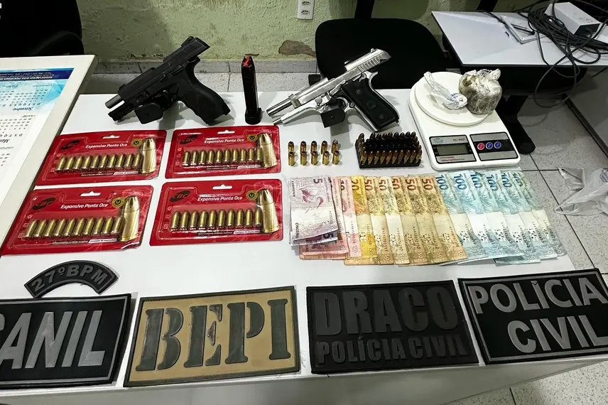 Operação resulta em prisão de casal e apreensão de armas e drogas em Parnaíba
