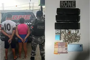 Casal preso pela Polícia Militar (Foto: PM-PI)