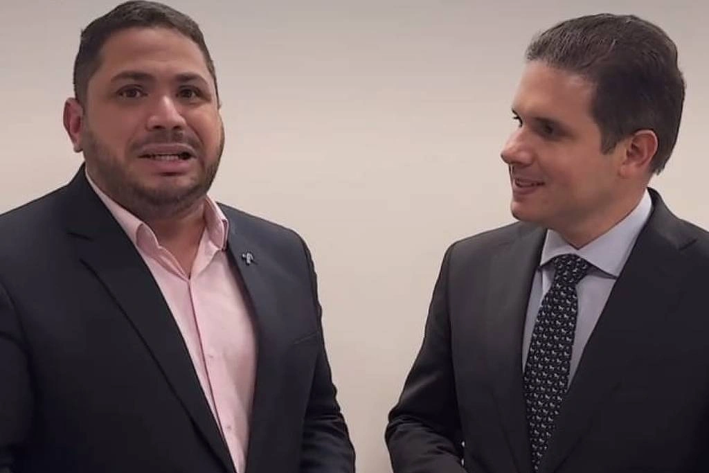 Junior do Peixe e o presidente da Câmara, Hugo Motta, em postagem nas redes sociais de Junior do Peixe