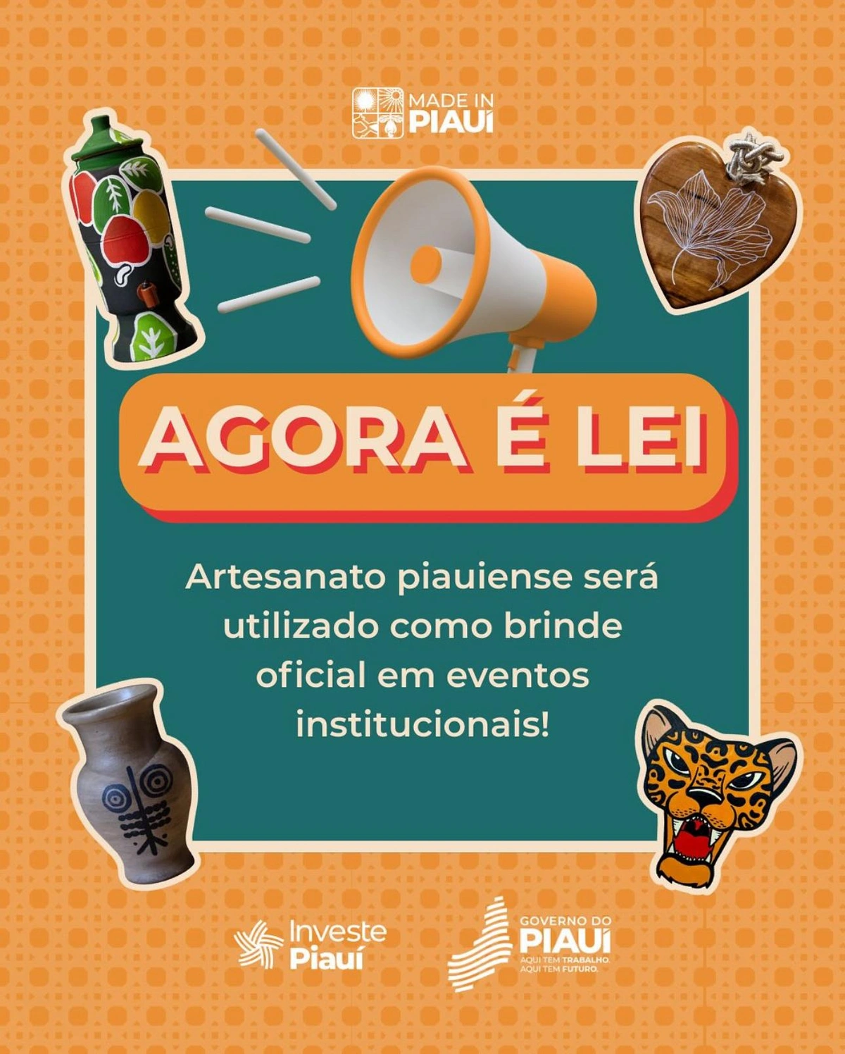 Lei garante que brindes oficiais do Governo do Piauí sejam produzidos por artesãos locais.