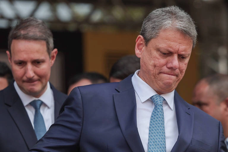 Secretário Derrite e governador de São Paulo Tarcísio de Freitas