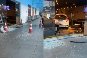 Carro invade supermercado (Foto: Reprodução)