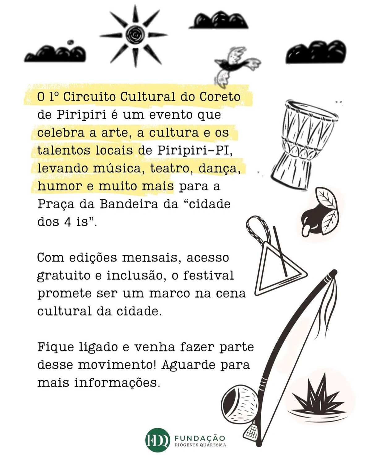 Coreto Cultural será realizado aos domingos e busca valorizar artistas locais de Piripiri e região