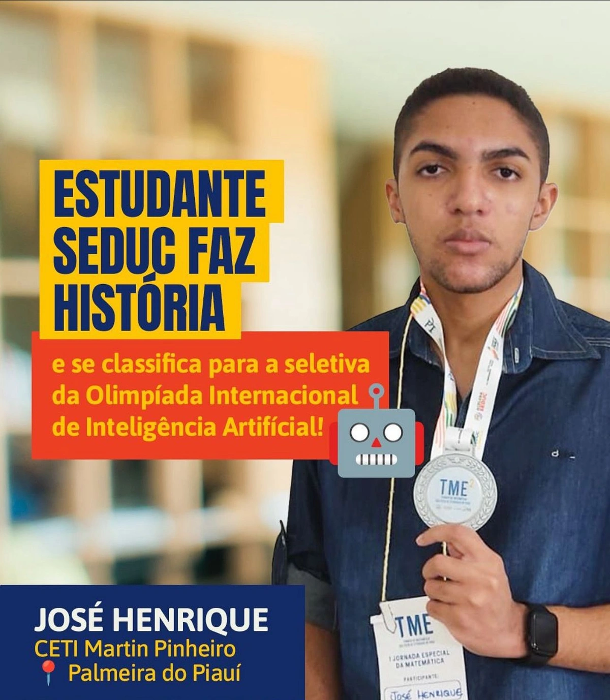 José Henrique, do CETI de Palmeira do Piauí, brilha na ONIA e avança rumo à Olimpíada Internacional