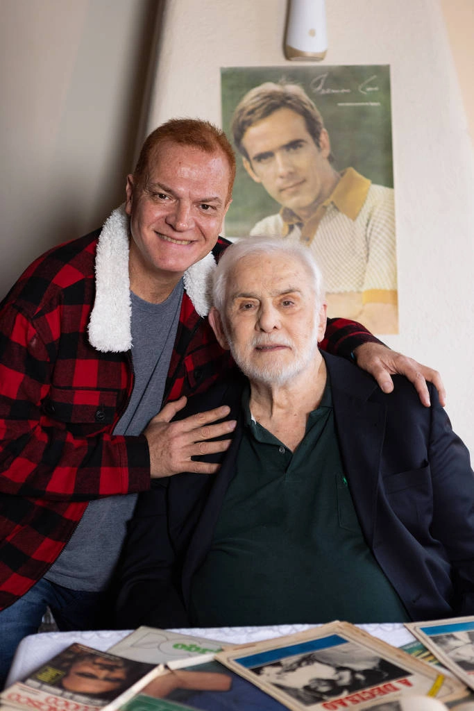 O ator Francisco Cuoco com o pesquisador Mauro Alencar em São Paulo