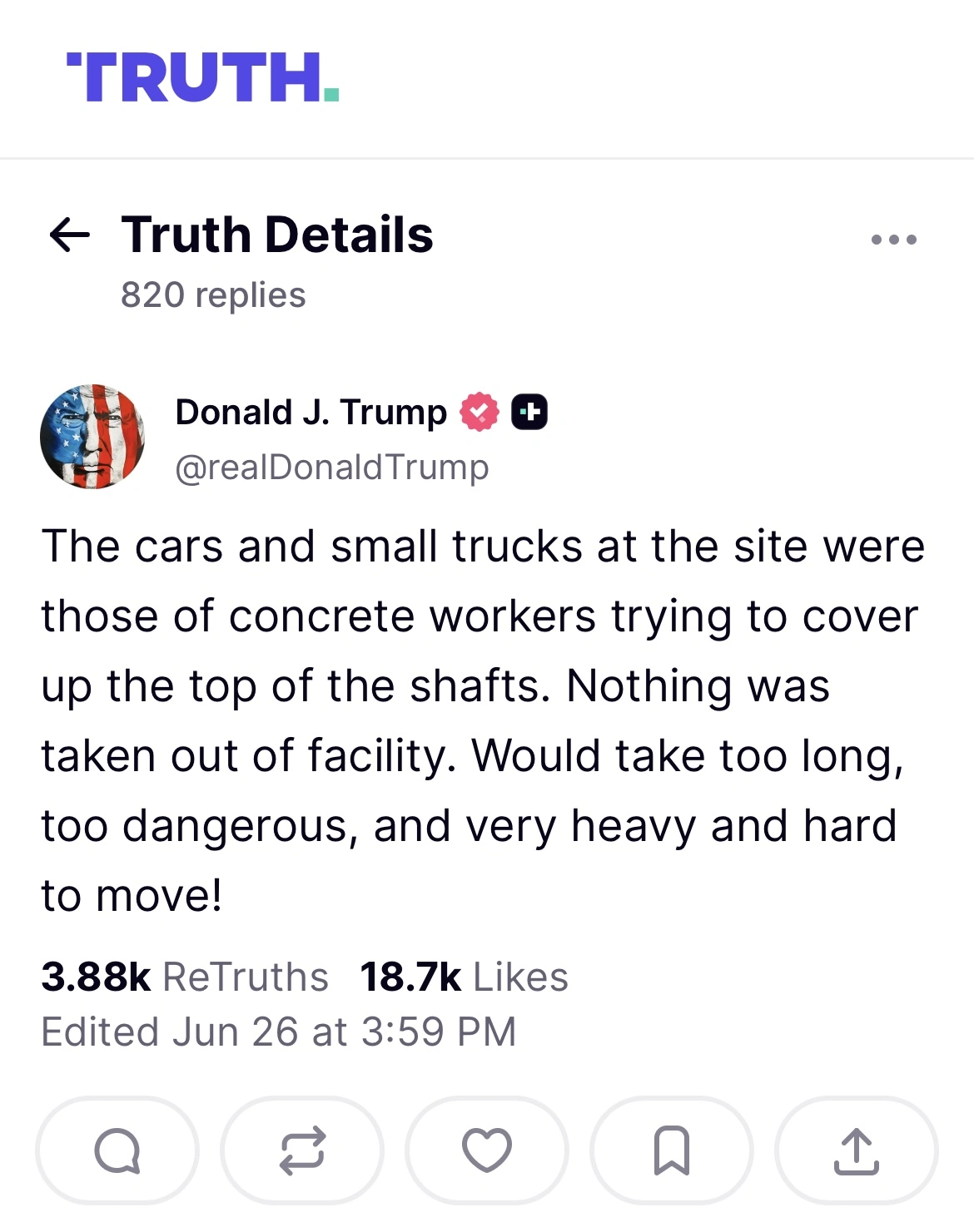 Publicação de Donald Trump