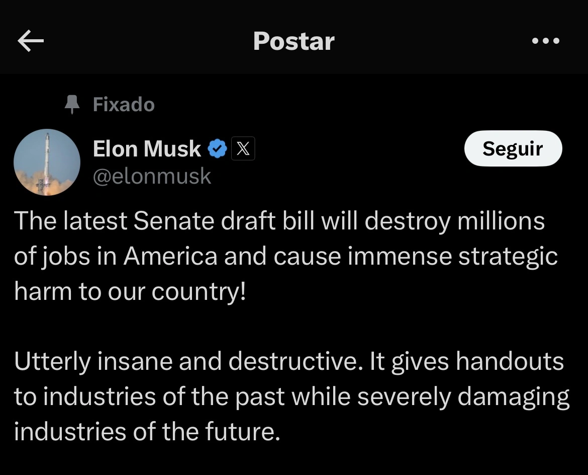 Publicação de Elon Musk