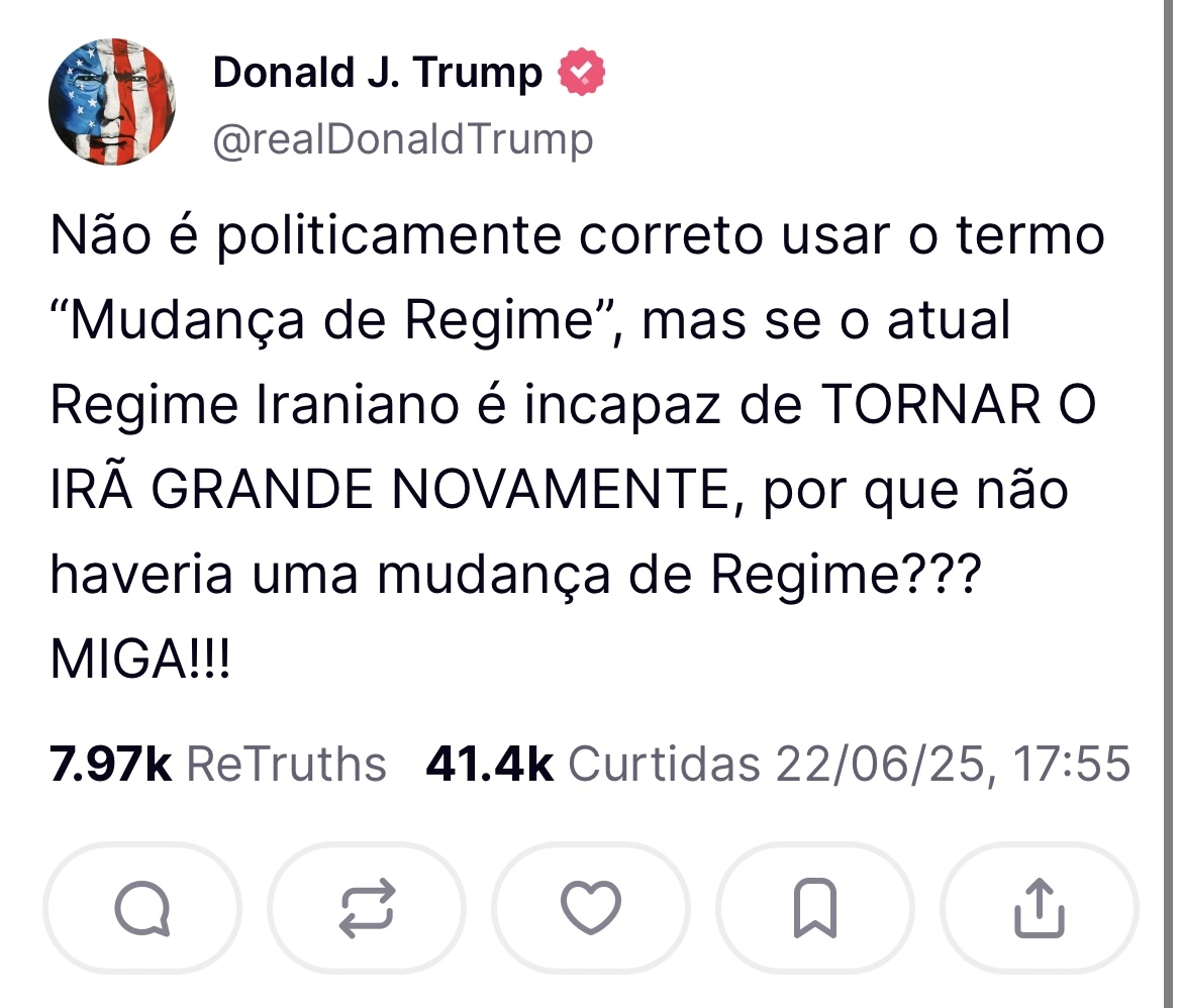 Publicação do presidente Donald Trump