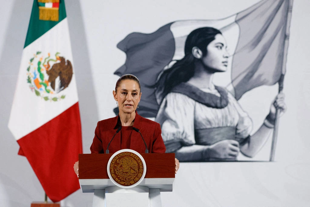 A presidenta do México, Claudia Sheinbaum, no Palácio Nacional, na Cidade do México