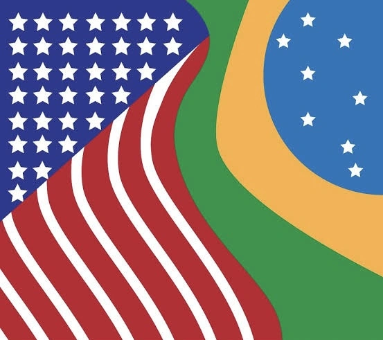 Bandeiras do Brasil e Estados Unidos da América
