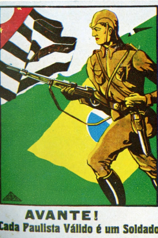 Cartaz de convocação de voluntários de São Paulo para a Revolução de 32, publicado no livro "Cruzes Paulistas", de 1936