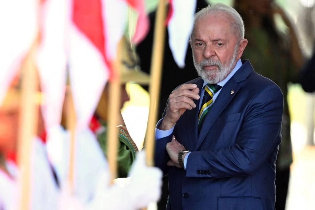 O presidente Lula, durante visita do primeiro-ministro indiano, Narendra Modi, nesta terça (8)