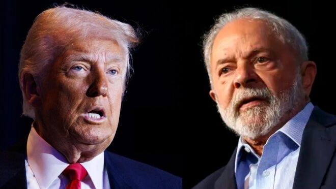 Presidentes Donald Trump e Luiz Inácio Lula da Silva