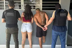 A blogueira Maria Clara Sousa Nunes e o namorado dela, identificado pela Polícia Civil do Piauí como Marcelo Pernetta (Foto: DENARC)