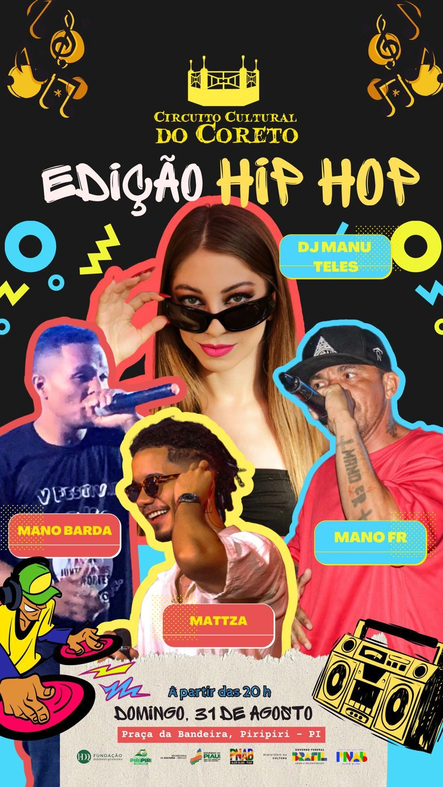 Circuito Cultural do Coreto realiza 4ª edição em Piripiri com homenagem ao rap