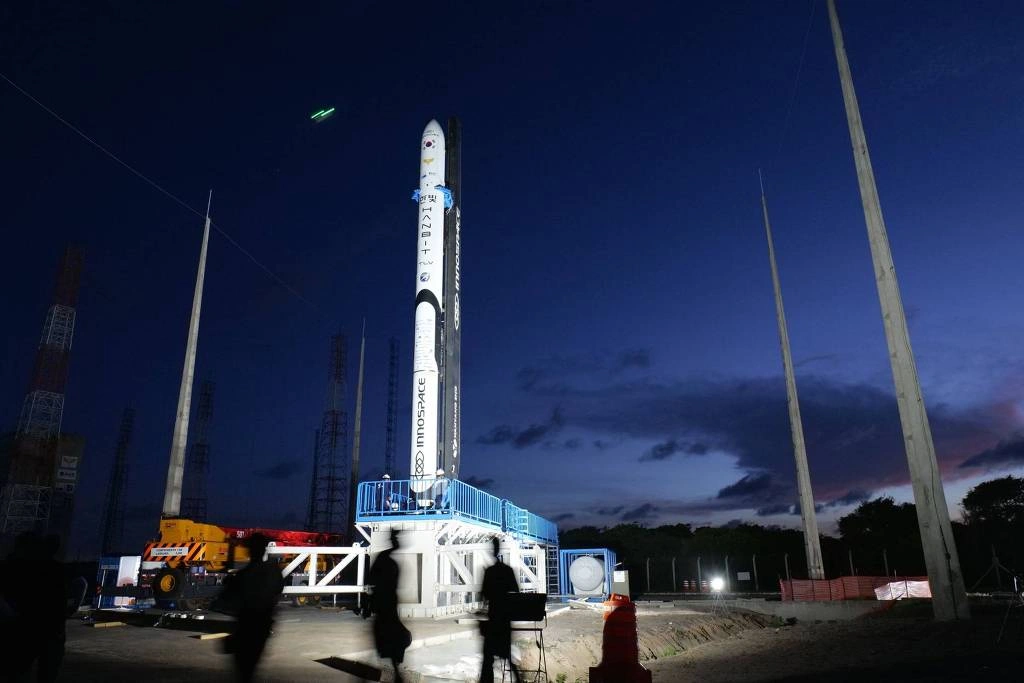 Foguete da empresa sul-coreana Innospace, no Centro de Lançamento de Alcântara, no Maranhão