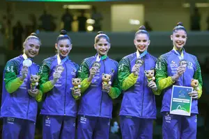 Medalhistas da Ginástica Rítmica (Foto: Reprodução)