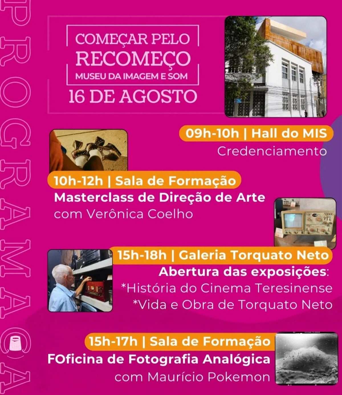 MIS promove programação especial no dia 16 de agosto com arte, memória e audiovisual