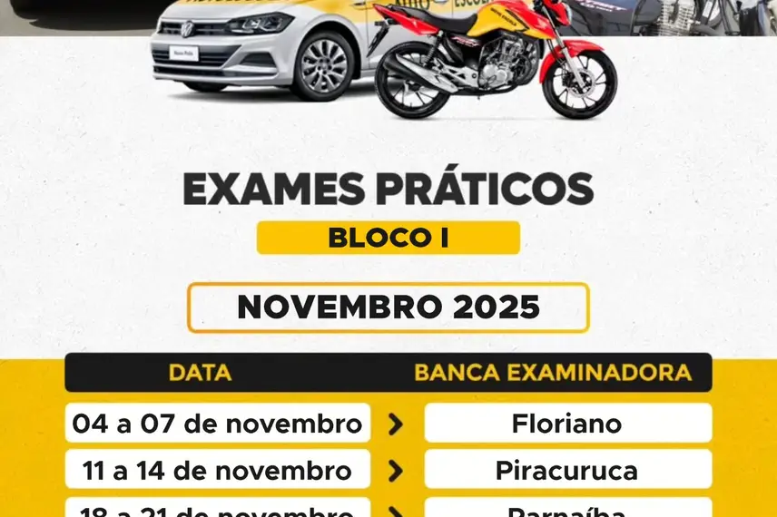Exames Detran cronograma