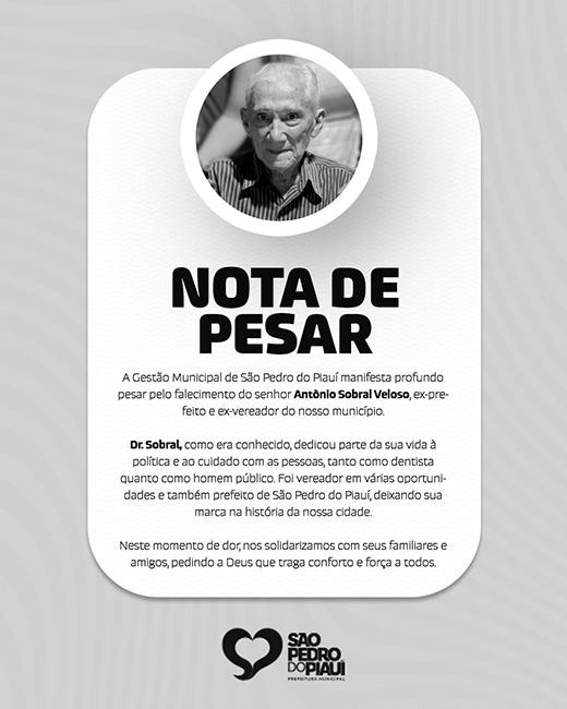 Nota de pesar pelo falecimento de Antônio Sobral Veloso