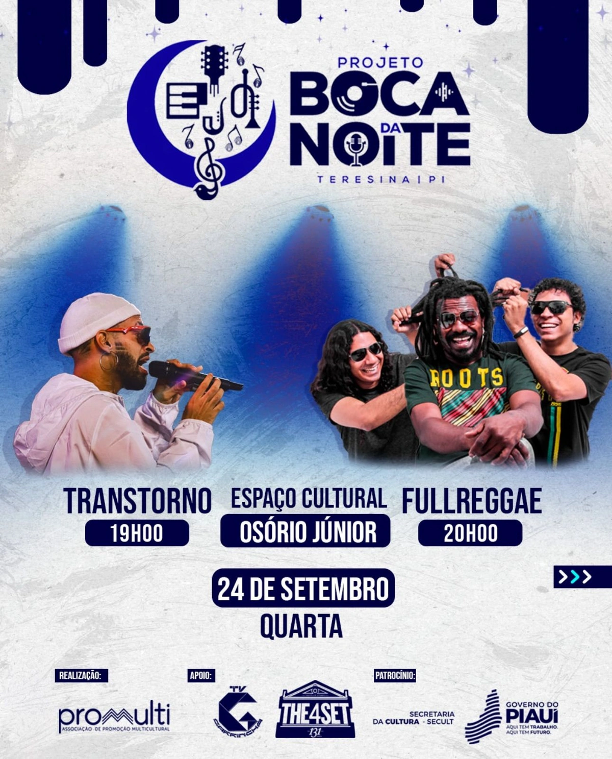 O multiartista Transtorno e a banda FullReggae sobem ao palco do Espaço Cultural Osório Júnior