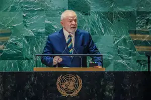 O presidente do Brasil, Luiz Inácio Lula da Silva, discursa na 79ª Assembleia Geral das Nações Unidas na sede da ONU em Nova York, EUA, em 2024 (Foto: Reprodução | Ricardo Stuckert/PR)