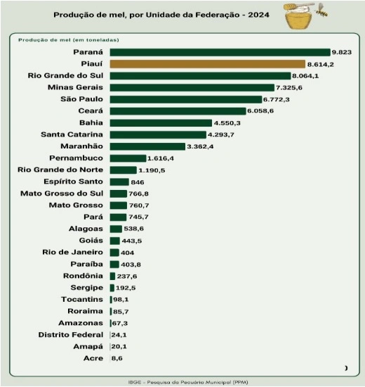Pesquisa IBGE relativo a produção de mel