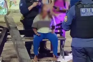 Estrutura de madeira desaba no Parque da Cidadania (Foto: Redes Sociais)