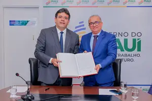 Rafael Fonteles e o desembargador Aderson Nogueira (Foto: Gabriel Paulino)