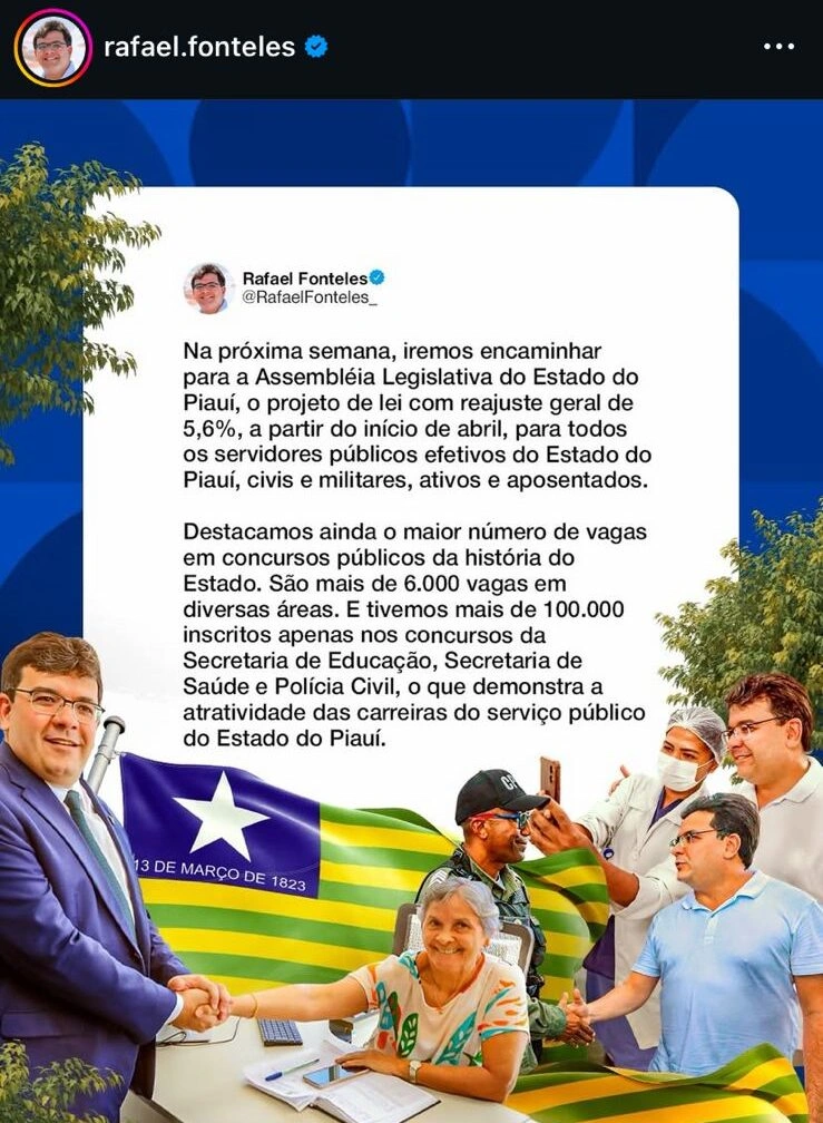 Governador anuncia rejuste salarial linear para o servidor público estadual