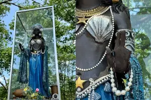 Monumento dedicado a Iemanjá em Teresina é alvo de vandalismo; comunidade religiosa repudia o ataque (Foto: Reproduçao)