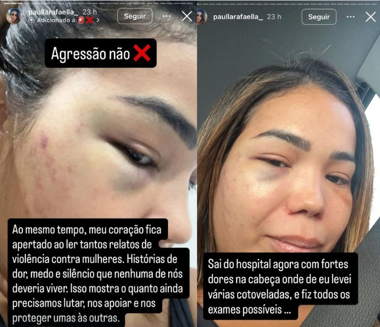 Paulla Rafaella relatando as agressões em rede social