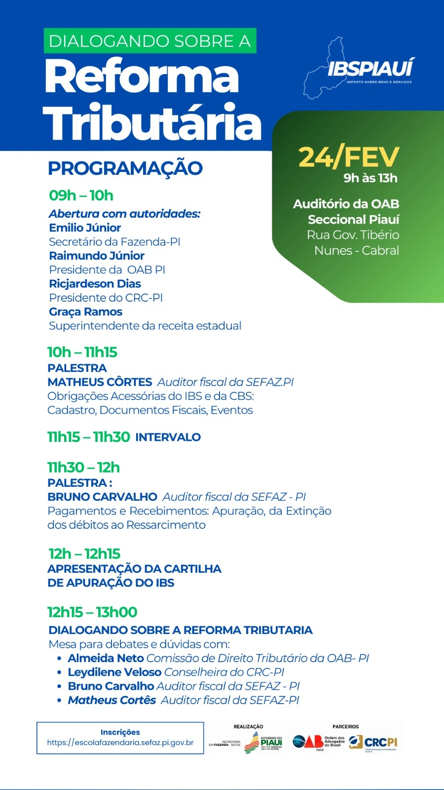 Programação do Dialogando sobre a Reforma Tributária