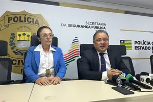 Delegada Adriana Xavier, delegada geral adjunta e o delegado-geral Lucci Keiko da Polícia Civil do Piauí (Foto: Reprodução)