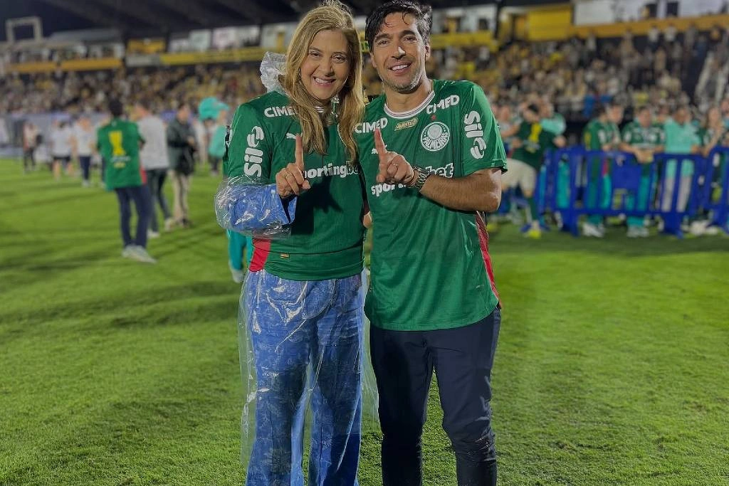 Leila Pereira e Abel Ferreira comemoram título do Campeonato Paulista de 2026
