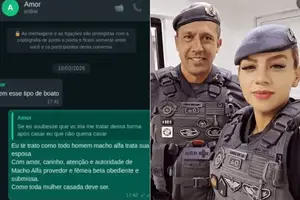 Mensagens trocadas pelo Whatsapp entre o tenente-coronel da Polícia Militar Geraldo Leite Rosa Neto e a soldado Gisele Alves Santana (Foto: Reprodução)