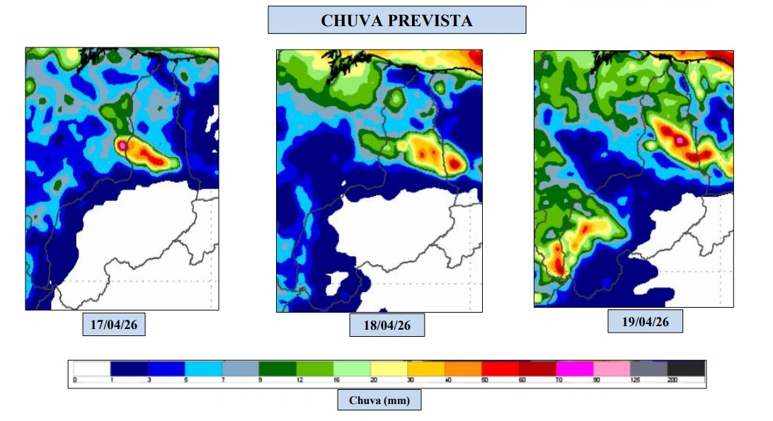 Chuva prevista para o fim de semana e feriado de Tiradentes