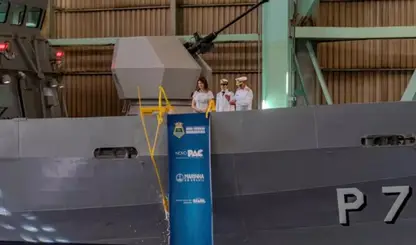Brasil fortalece defesa e indústria naval com lançamento do navio-patrulha Mangaratiba