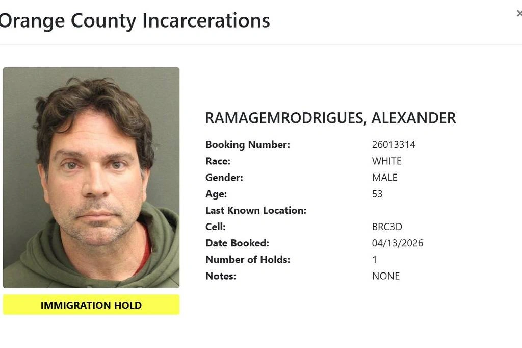 Ficha de detenção do ex-deputado federal Alexandre Ramagem em centro de detenção Flórida