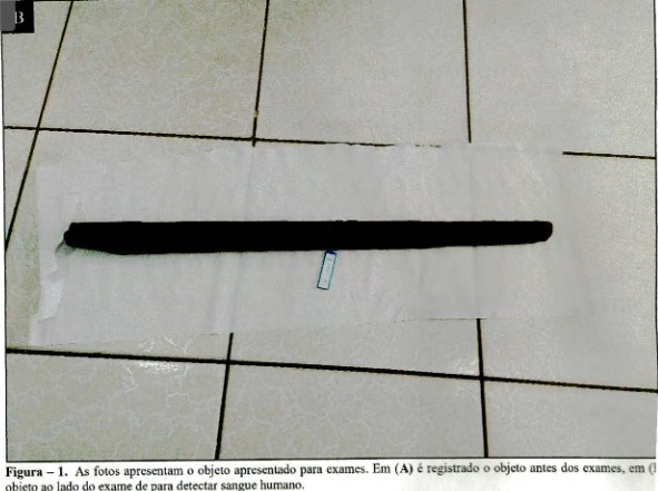Pedaço de madeira usado no crime
