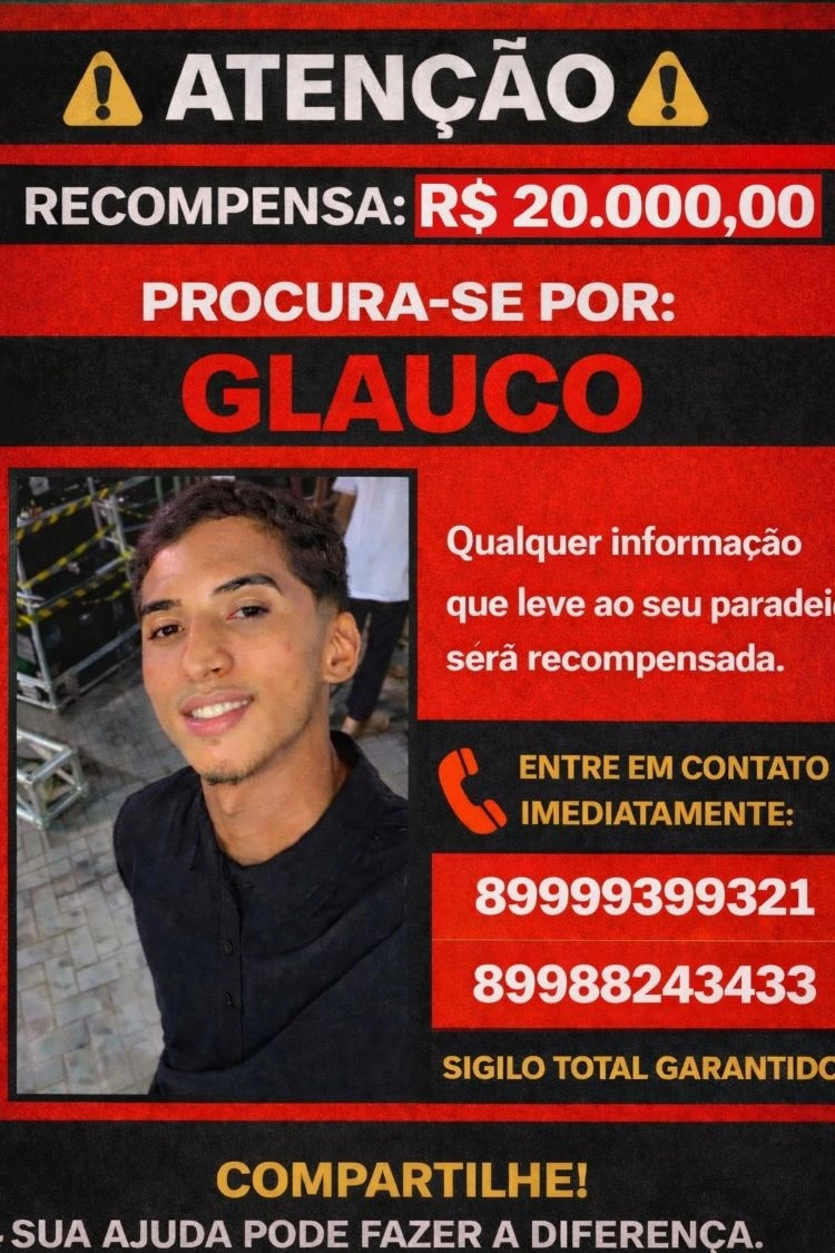 Recompensa pelo paradeiro de Glauco José de Moura Soares